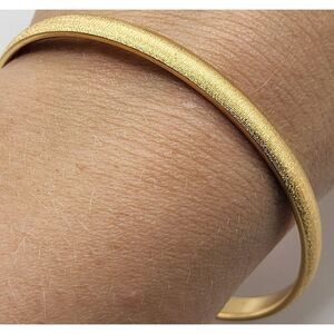 Monet Etched Goldtone Bangle Bracelet 7.5in